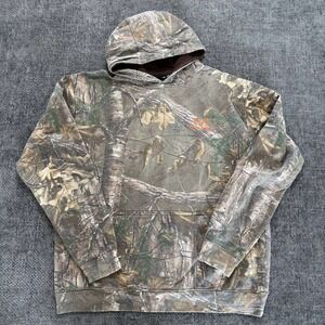 Realtree Camo Hoodie Mens XL Brown Green Pullover Sweatshirt